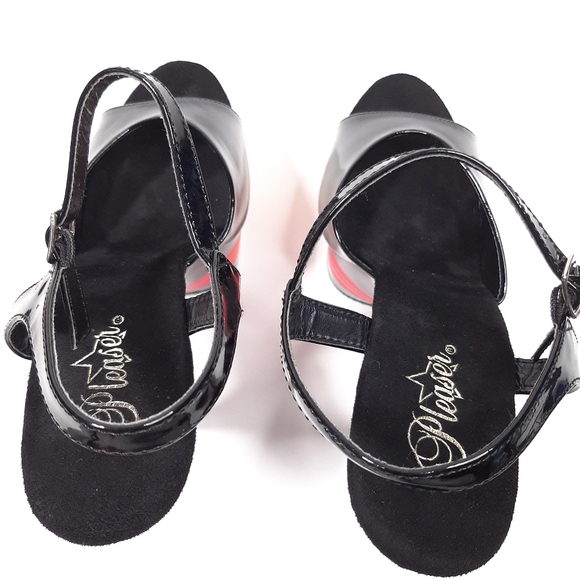 Pleaser Adore 709UVLN Black Patent and Neon Platform Heels Size 11 - Picture 4 of 12